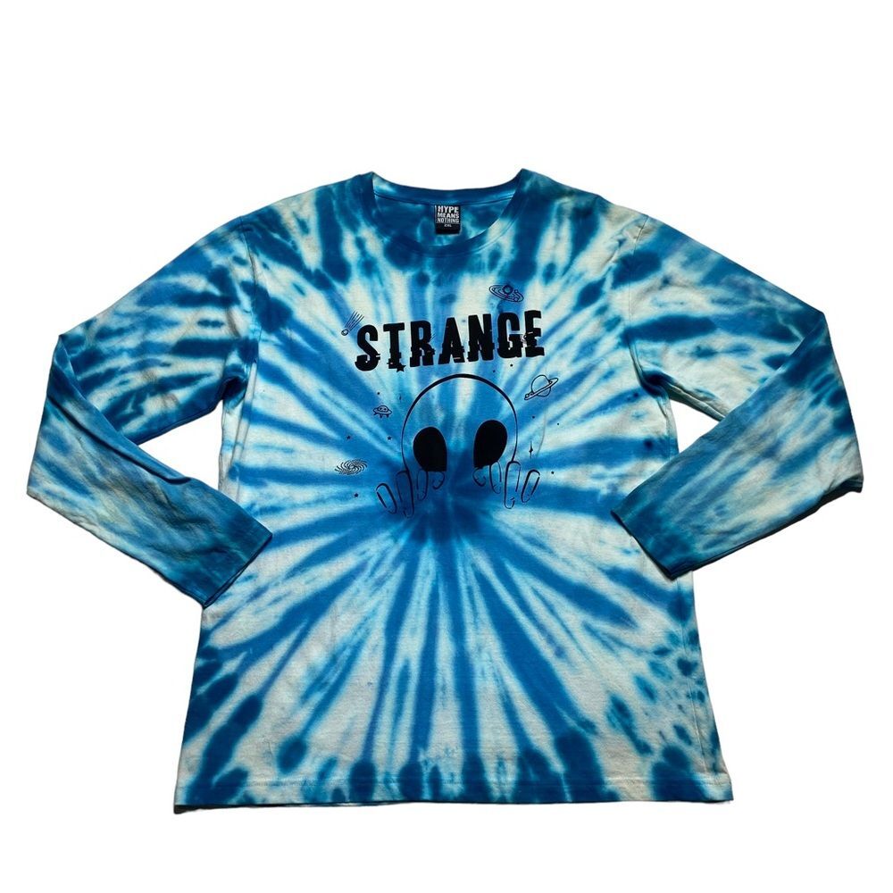 Hype Means Nothing Blue STRANGE Alien Tie-Dye Long Sleeve Tee Sz 2X